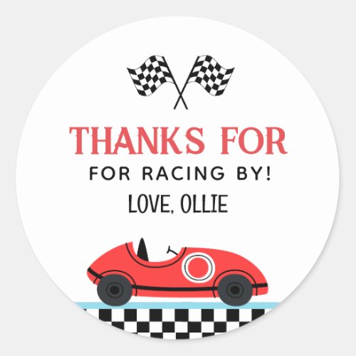 Race Red  Car Thank you For Racin By  Classic Round Sticker