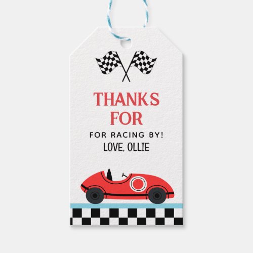Race Red  Car Thank you For Racin By  Gift Tags