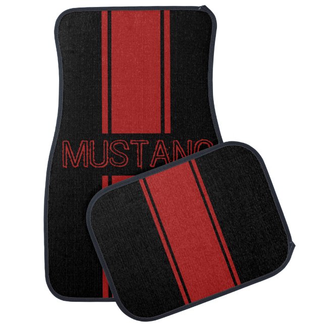 Race Red Racing Stripes Car Floor Mat (Set)