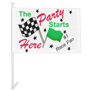 Race Tailgate Party Here Black White Checkered Car Flag