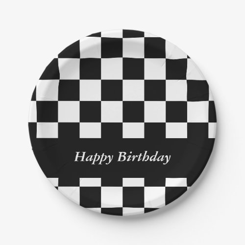 Race Theme Birthday Checkered Flag Racing Pattern Paper Plates