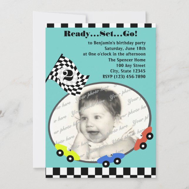 Race Time Birthday Invitation (Front)