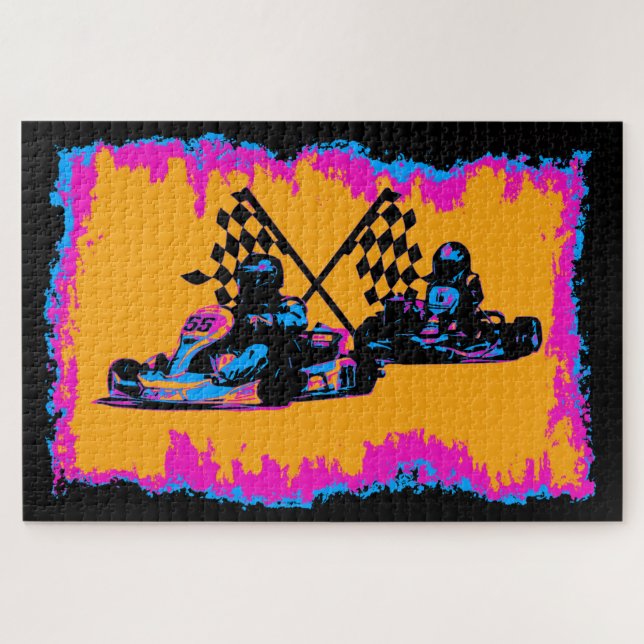 Race to the Finish - Go Kart Racers Jigsaw Puzzle (Horizontal)