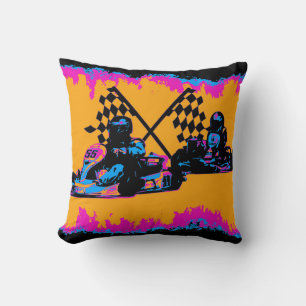Race to the Finish - Go Kart Racers Throw Pillow
