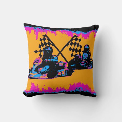 Race to the Finish _ Go Kart Racers    Throw Pillow