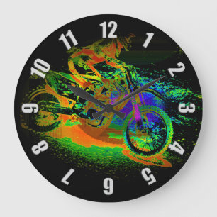 Race to the Finish! - Motocross Racer Large Clock