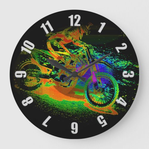 Race to the Finish _ Motocross Racer Large Clock