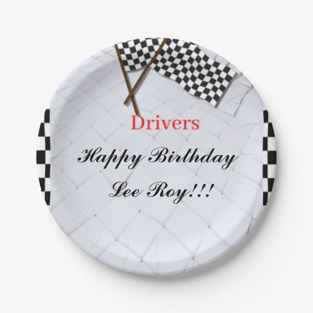 Race to Victory Theme Paper Plates (Front)