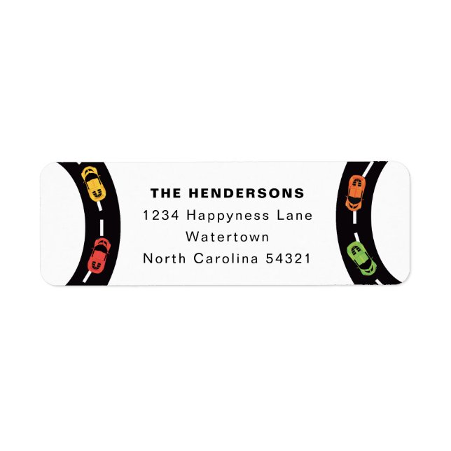 Race Track Boys 4th Birthday White  Label (Front)