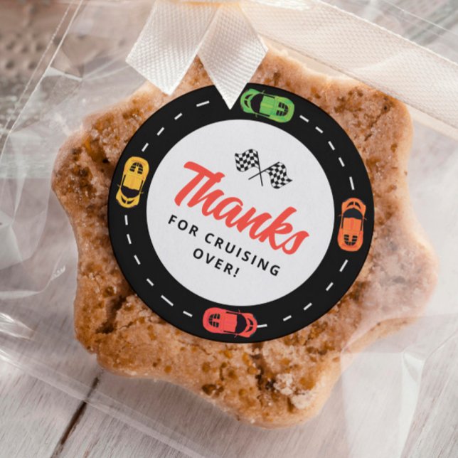 Race Track Cars Boys 2nd Birthday  Classic Round Sticker (Creator Uploaded)