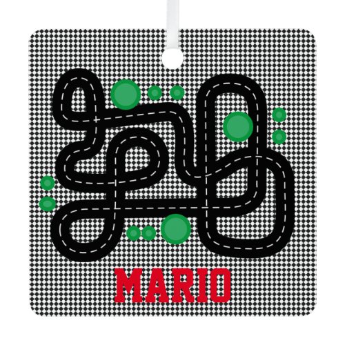 Race Track Kids NAME PHOTO Cars Trucks Fun  Metal Ornament