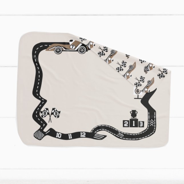 Race Track Monthly Milestone Boy Baby Blanket (Creator Uploaded)