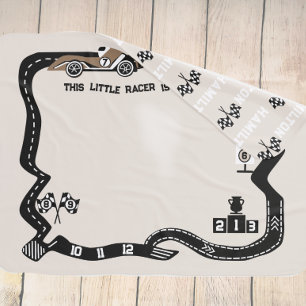 Race Track Neutral Monthly Milestone Baby Blanket