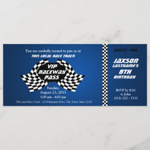 Race Track Pass Birthday Ticket Invitation