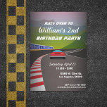 Race Track Race Car Kids Birthday Party Invitation<br><div class="desc">A curving racetrack with red car up ahead and simple text with a fast flare. More car colors available in my store. For the backer color: Click "Customize It" and use the swatches on the right to change the background color. The eyedropper tool gives you even more swatches, and "advanced"...</div>