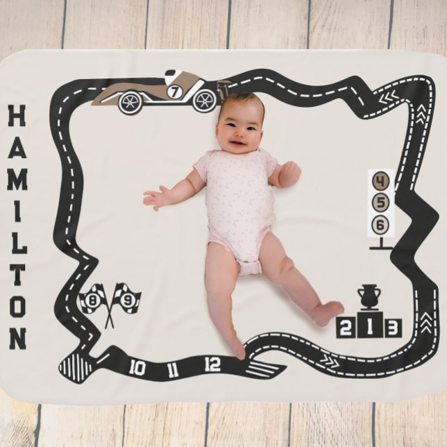 Race Track Sport Adventure Monthly Milestone Baby Blanket (Creator Uploaded)
