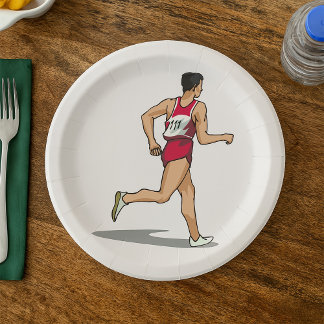 Race Walker Athlete Sports Runner in Motion  Paper Plates