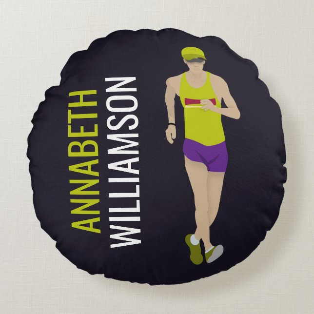 Race Walking Round Pillow (Front)