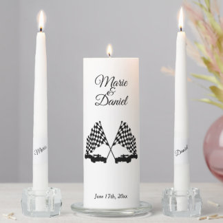 Race Wedding Theme Personalized Unity Candle Set
