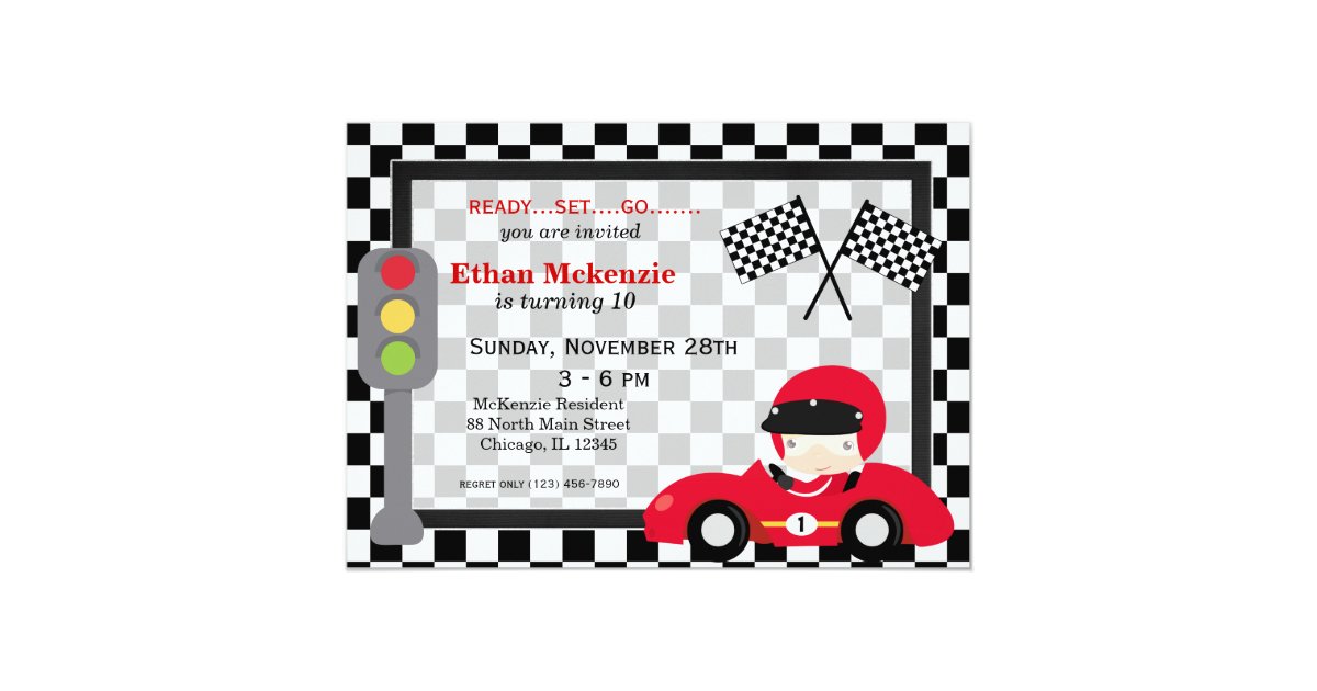 Racecar birthday card | Zazzle.com