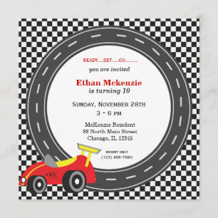 Racecar Birthday Invitation