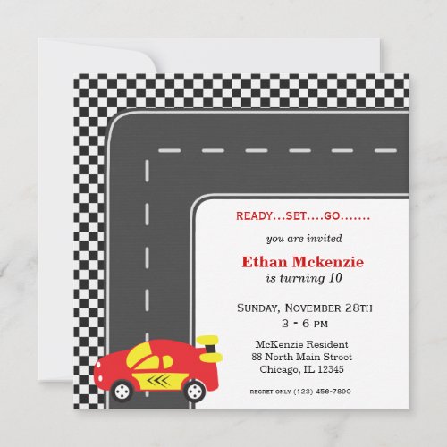 Racecar Birthday Invitation