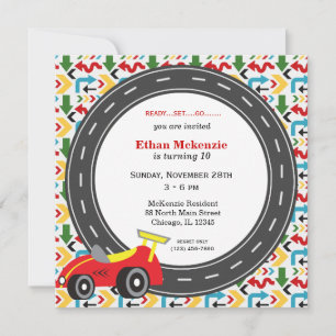 Racecar Birthday Invitation
