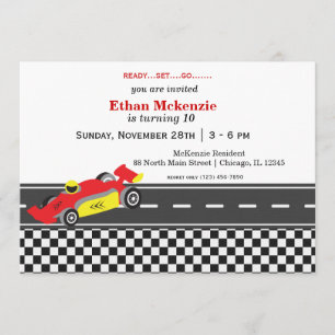 Racecar Birthday Invitation