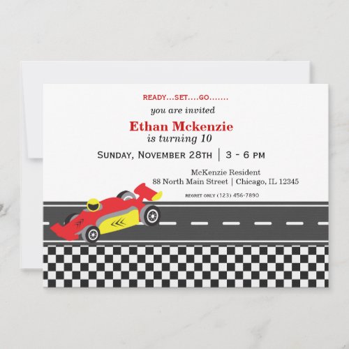 Racecar Birthday Personalized Invitations