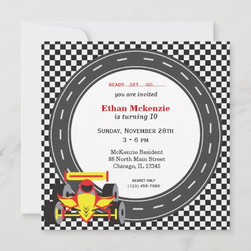 Racecar Birthday Invitation