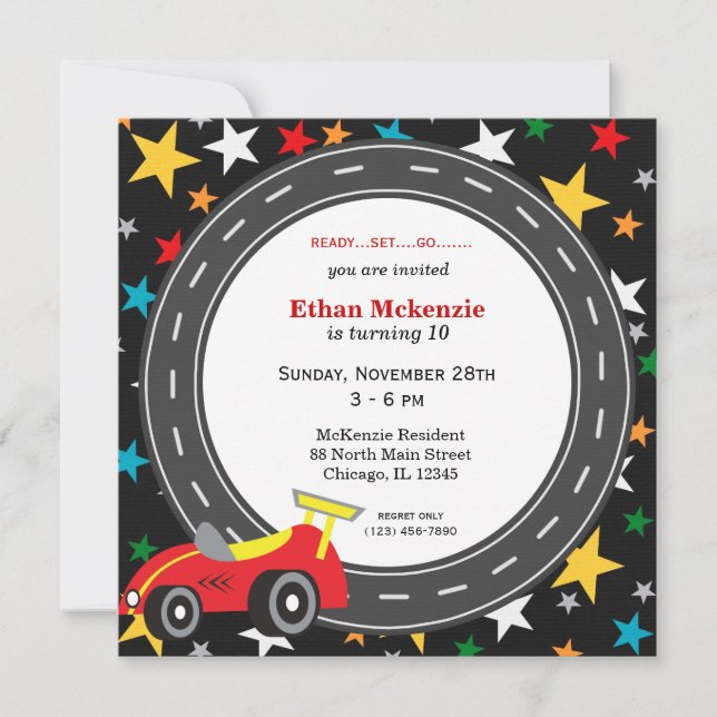 Racecar Birthday Invitation (Front)