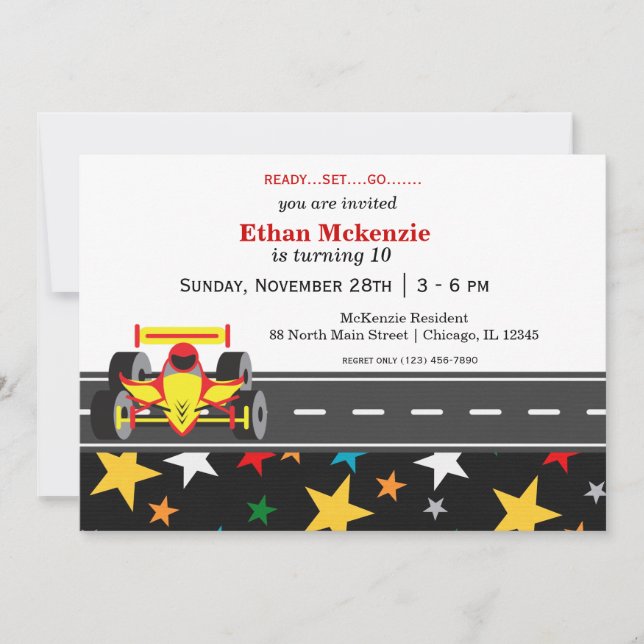 Racecar Birthday Invitation (Front)