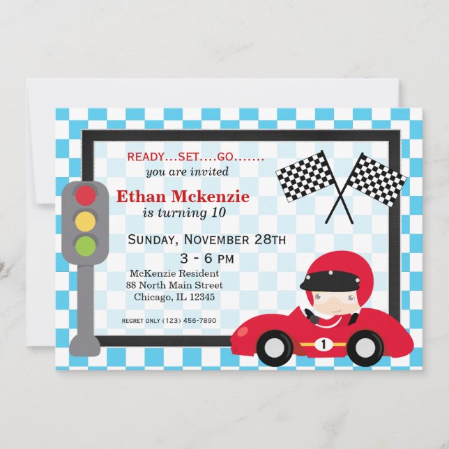 Racecar birthday invitation (Front)