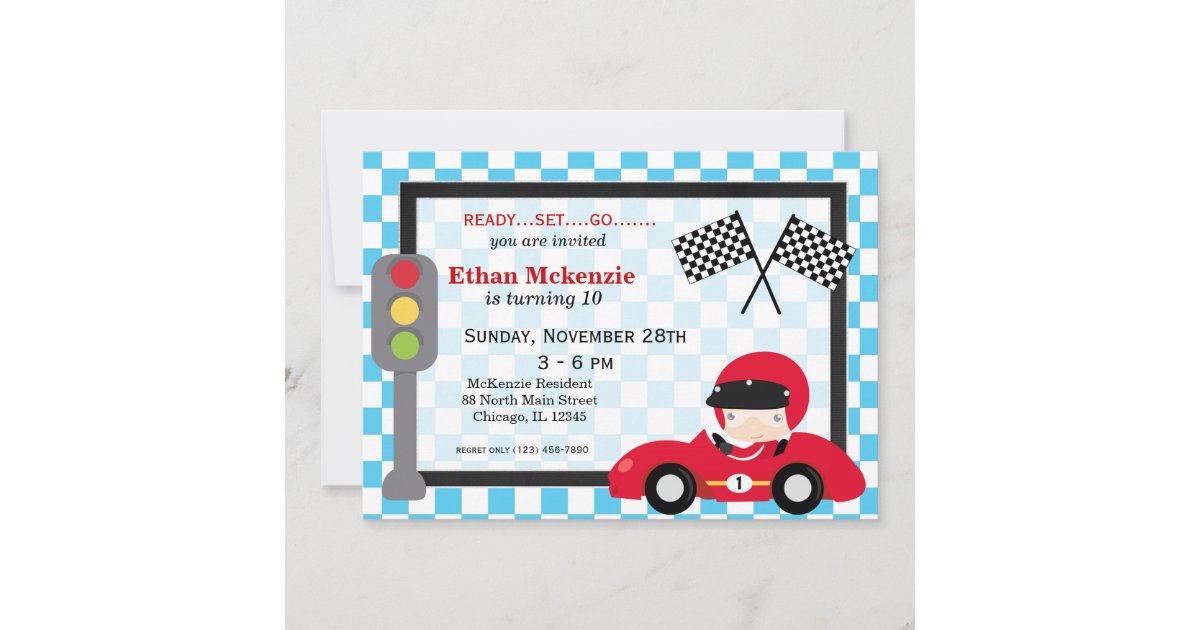 Racecar birthday invitation | Zazzle