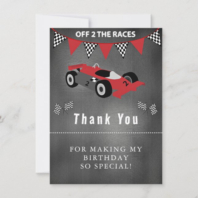 Racecar Birthday Thank You Card (Front)