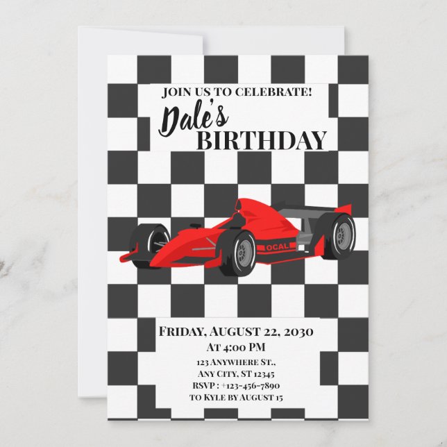 Racecar Invitation (Front)