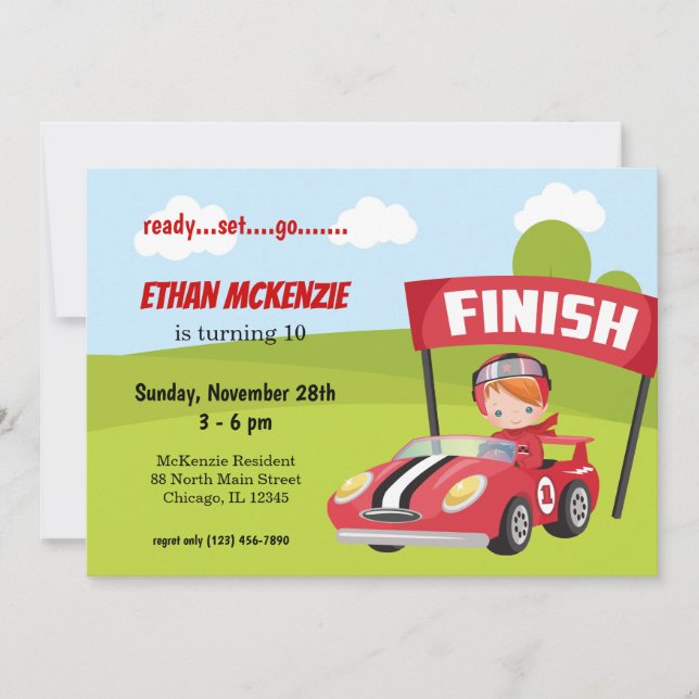 Racecar Party boy ideas Invitation (Front)