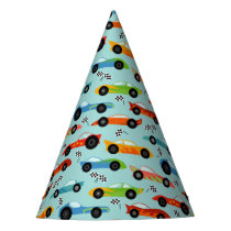 Racecar pattern car birthday party party hat