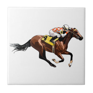 Racehorse and Jockey Ceramic Tile