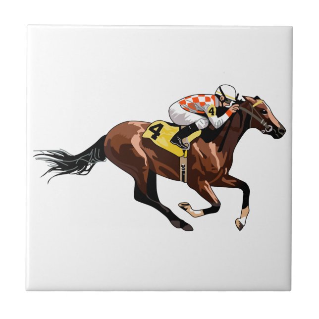 Racehorse and Jockey Ceramic Tile (Front)