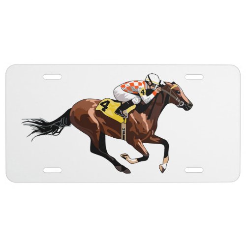 Racehorse and Jockey License Plate