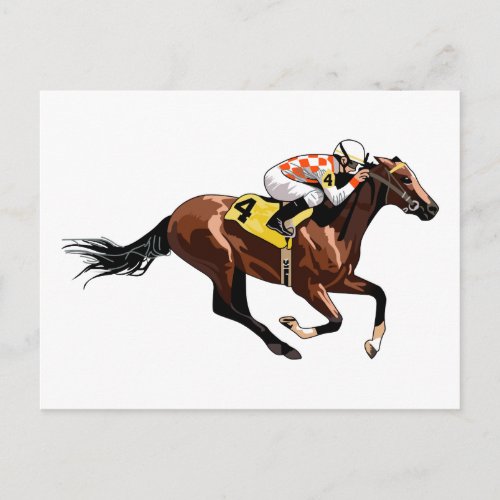 Racehorse and Jockey Postcard