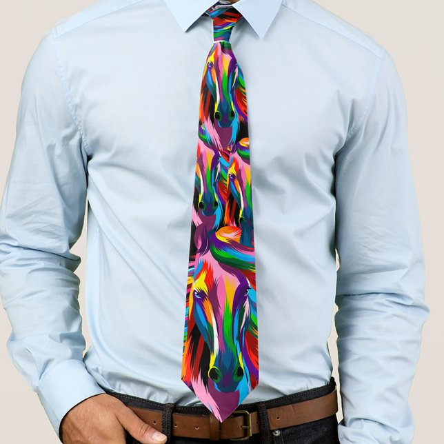 Racehorse Derby Day Colorful Neck Tie (Colorful racehorse Derby day men's neck tie)