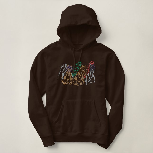 Racehorse Logo Outline Embroidered Hoodie (Design Front)