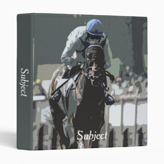 Racehorse With Jockey In Blue Binder