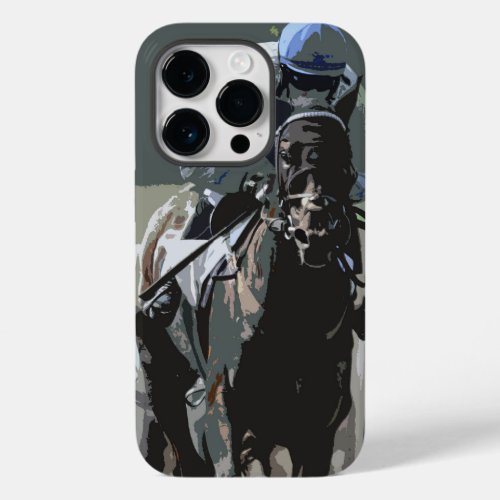 Racehorse With Jockey In Blue Cell Phone Case