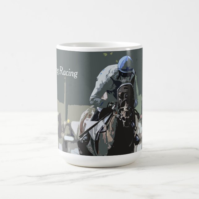 Racehorse With Jockey In Blue Coffee Mug (Center)