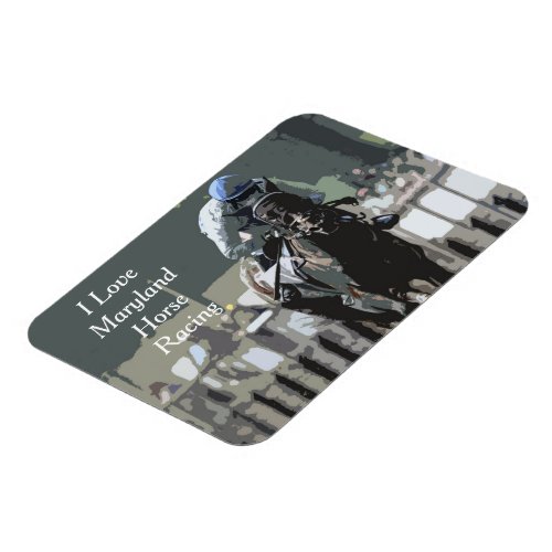 Racehorse With Jockey In Blue Flexible Magnet