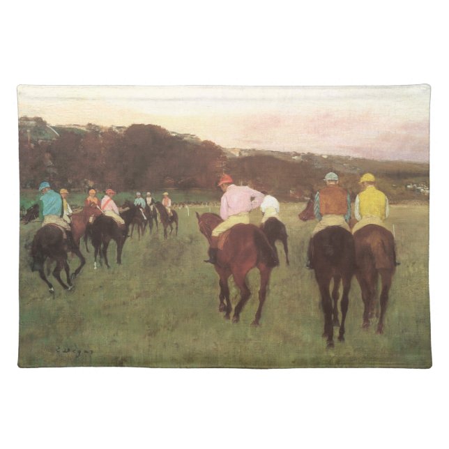 Racehorses at Longchamp by Edgar Degas Cloth Placemat (Front)