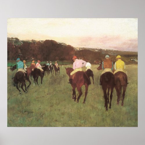 Racehorses at Longchamp by Edgar Degas Poster